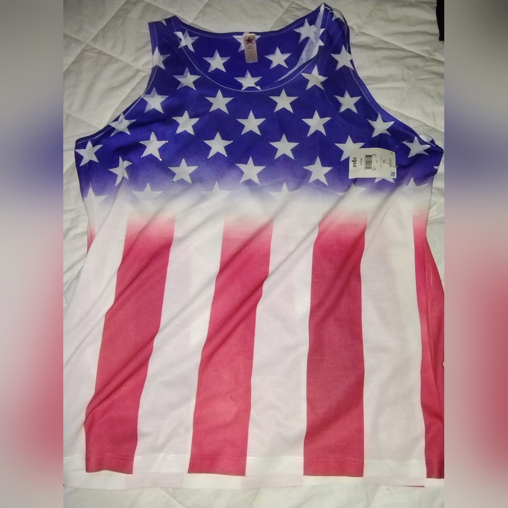 red white and blue American flag sleeveless tank size XL ***NWT***